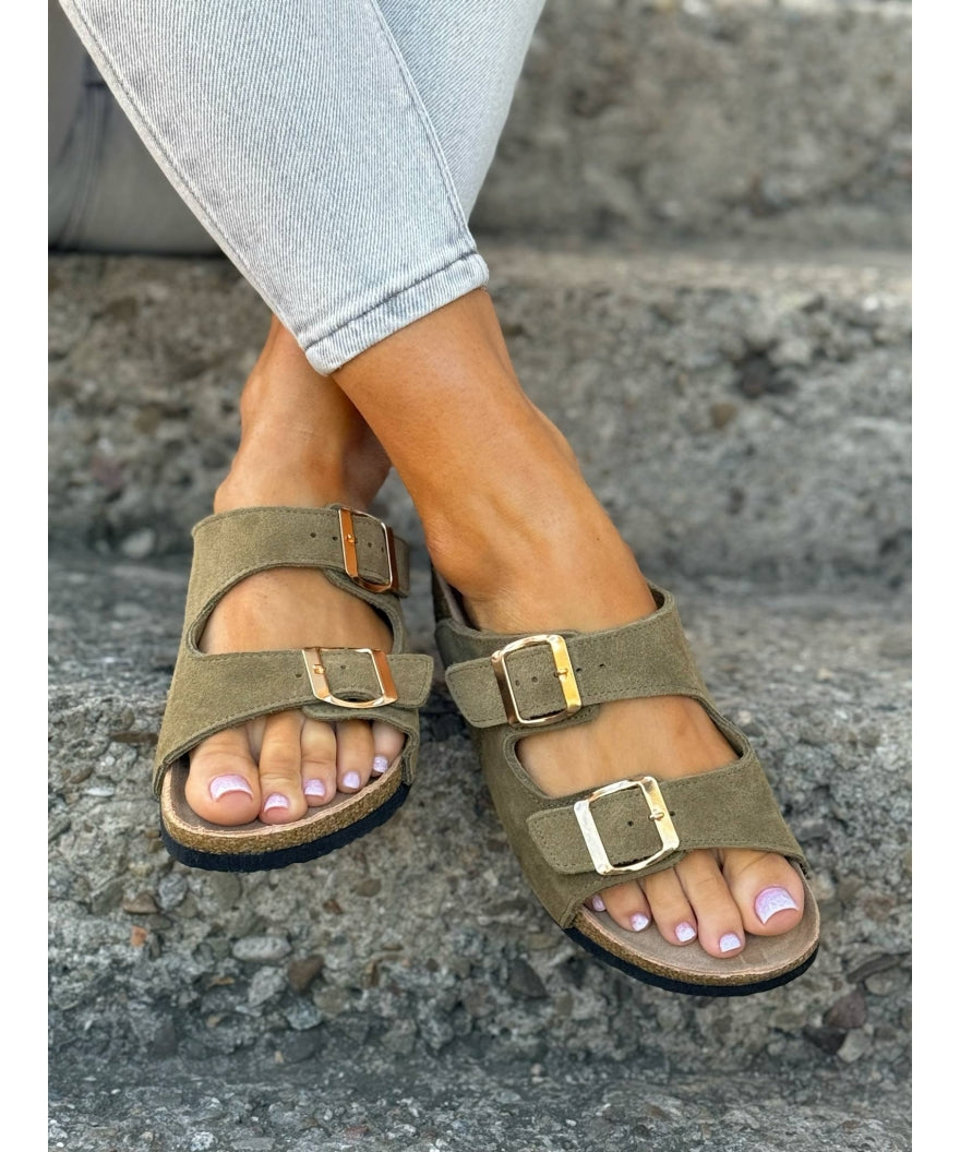 Sandalias LOSATO Ferrata Olive en Piel Natural