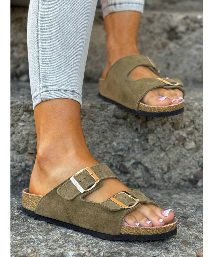 Sandalias LOSATO Ferrata Olive en Piel Natural