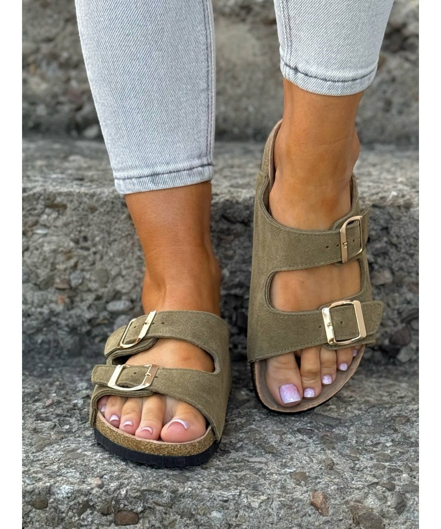 Sandalias LOSATO Ferrata Olive en Piel Natural