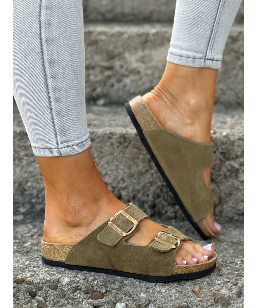 Sandalias LOSATO Ferrata Olive en Piel Natural