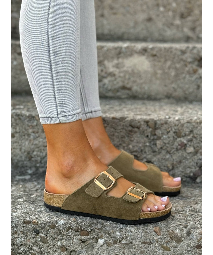 Sandalias LOSATO Ferrata Olive en Piel Natural