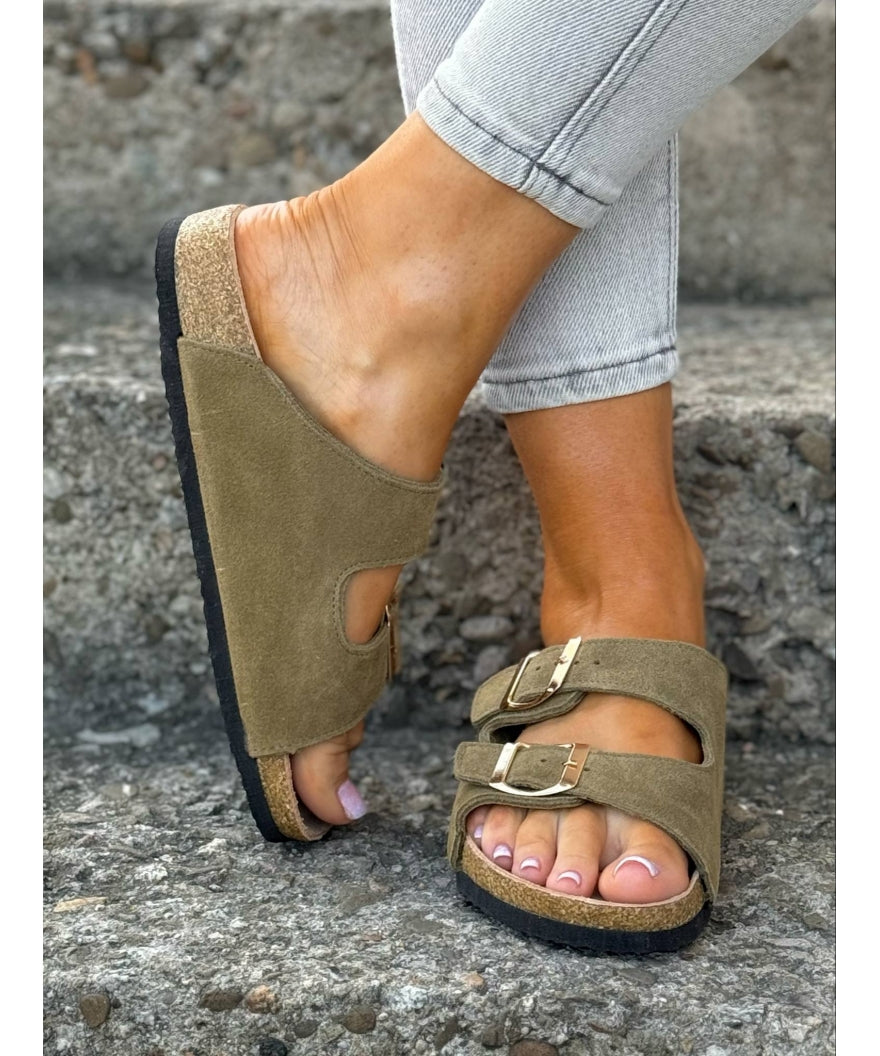 Sandalias LOSATO Ferrata Olive en Piel Natural