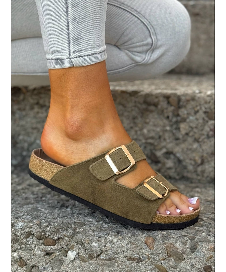 Sandalias LOSATO Ferrata Olive en Piel Natural