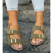 Sandalias LOSATO Ferrata Olive en Piel Natural
