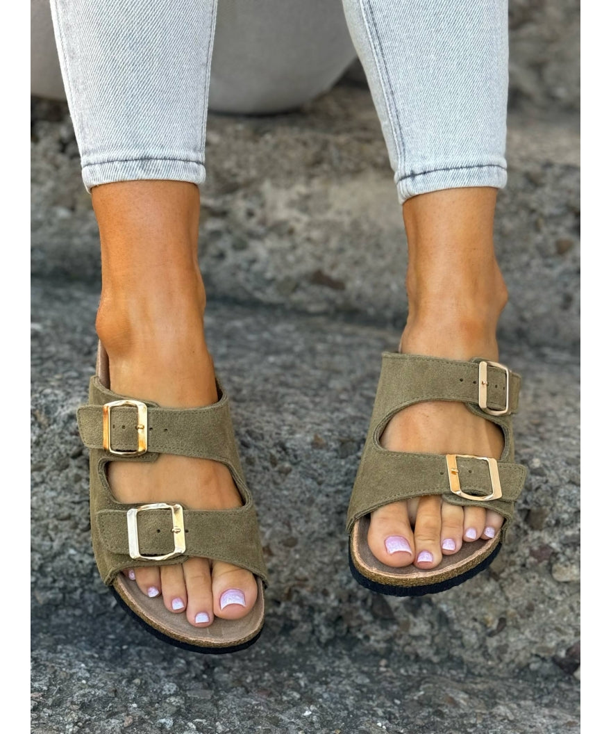 Sandalias LOSATO Ferrata Olive en Piel Natural